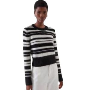 COS Alpaca Wool Striped Sweater Small Black White